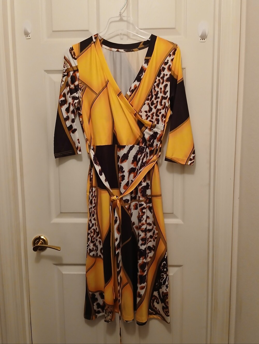 Yellow & Black Colorblock Leopard Print Midi Dress Size Medium Cosplay Festival